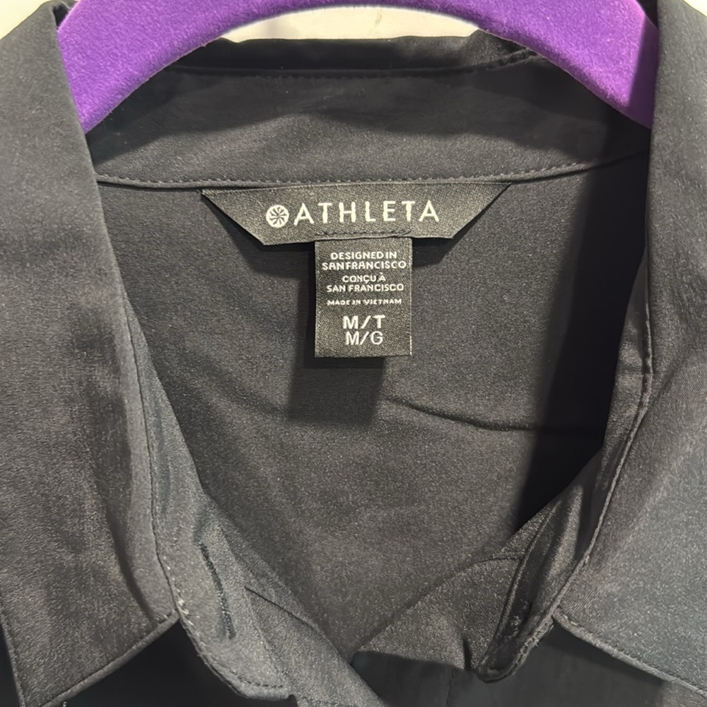 NWT Athleta Midday Shirt Solid Black Medium Tall - Picture 8 of 15